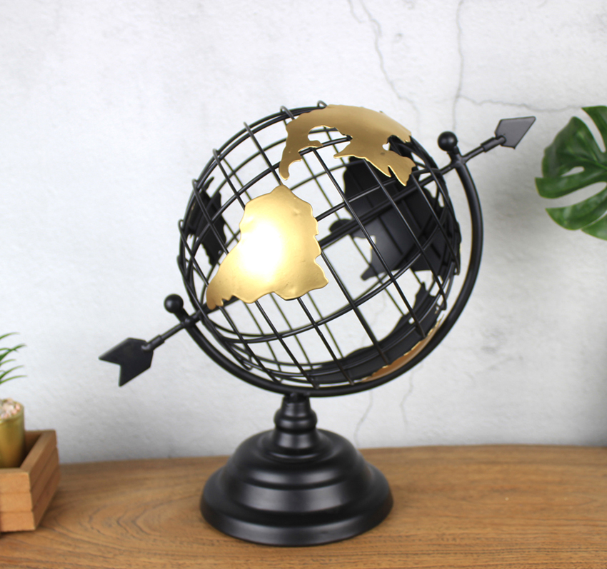 Retro style iron world earth globe - KX4036