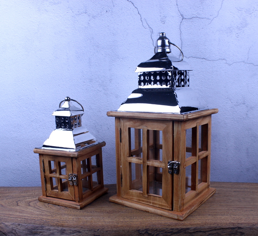 Wooden Candle Lantern -KX18001