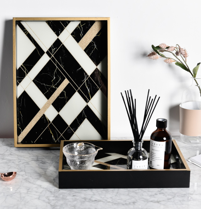 wooden marble square tray HT-003